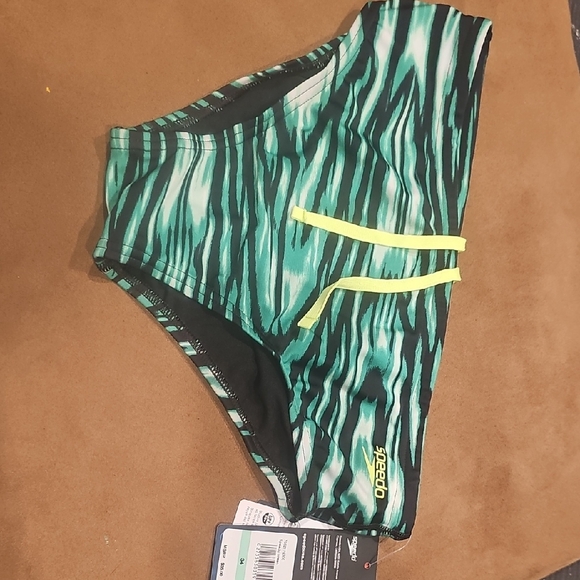 Speedo Mens Green and Black Patterned Swim Bottom - Picture 1 of 2